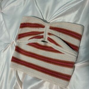 American Eagle Outfitters Striped Crop Top - Cream, Pink, coral/orange